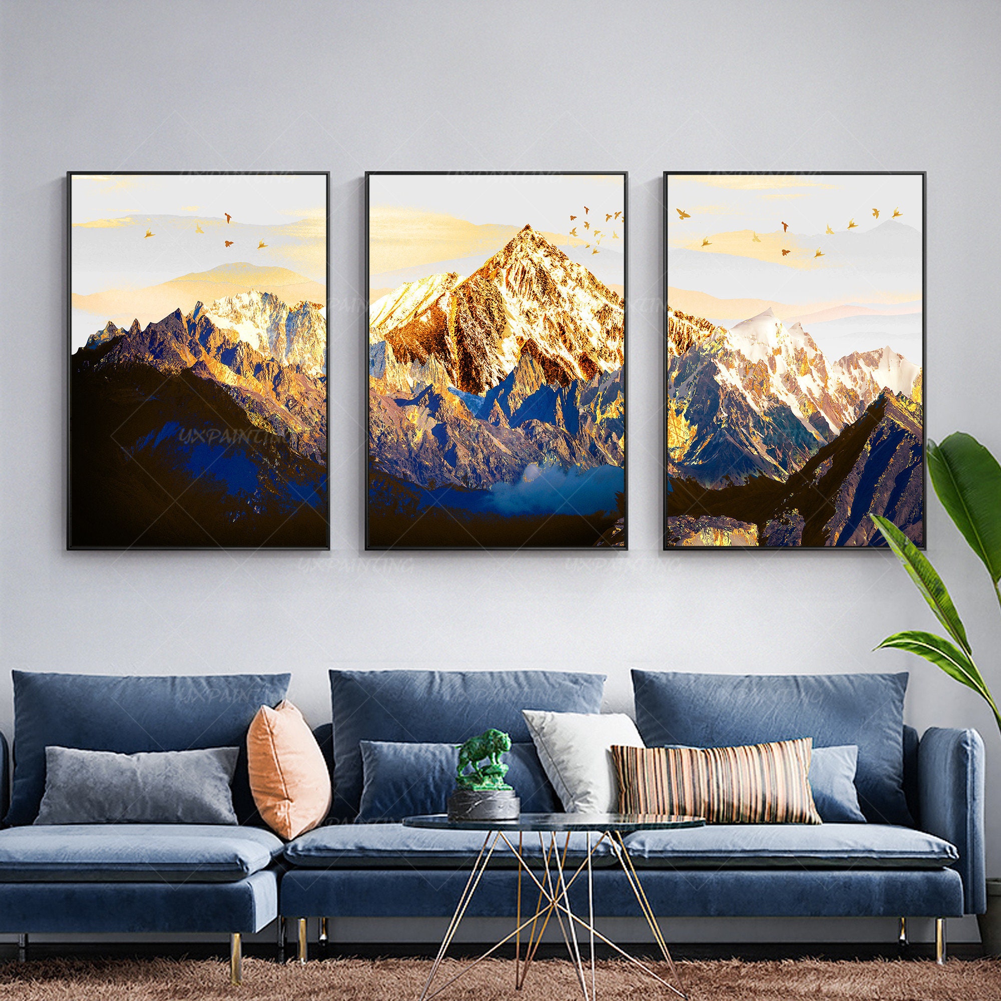 Set of 3 Wall Art Gold Art Printable Wall Art Abstract | Etsy