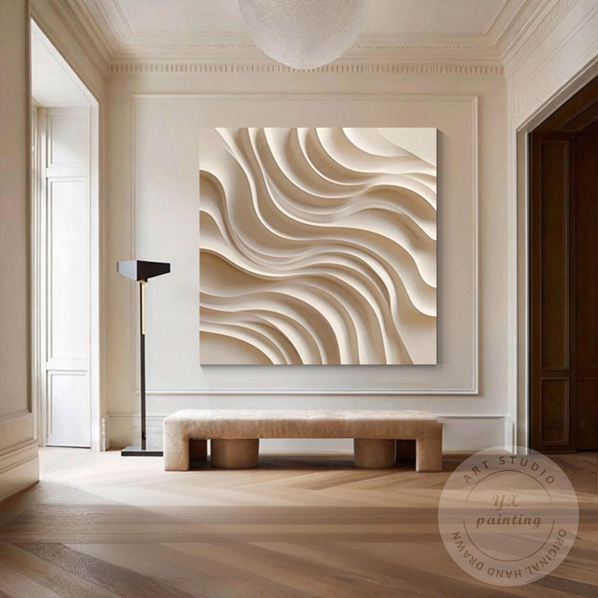 3Dアート　おしゃれ　インテリア プラデック ウッド　クラフト Contemporary 3D Wood Abstract Wall Art, Hand Carved Layered Wave