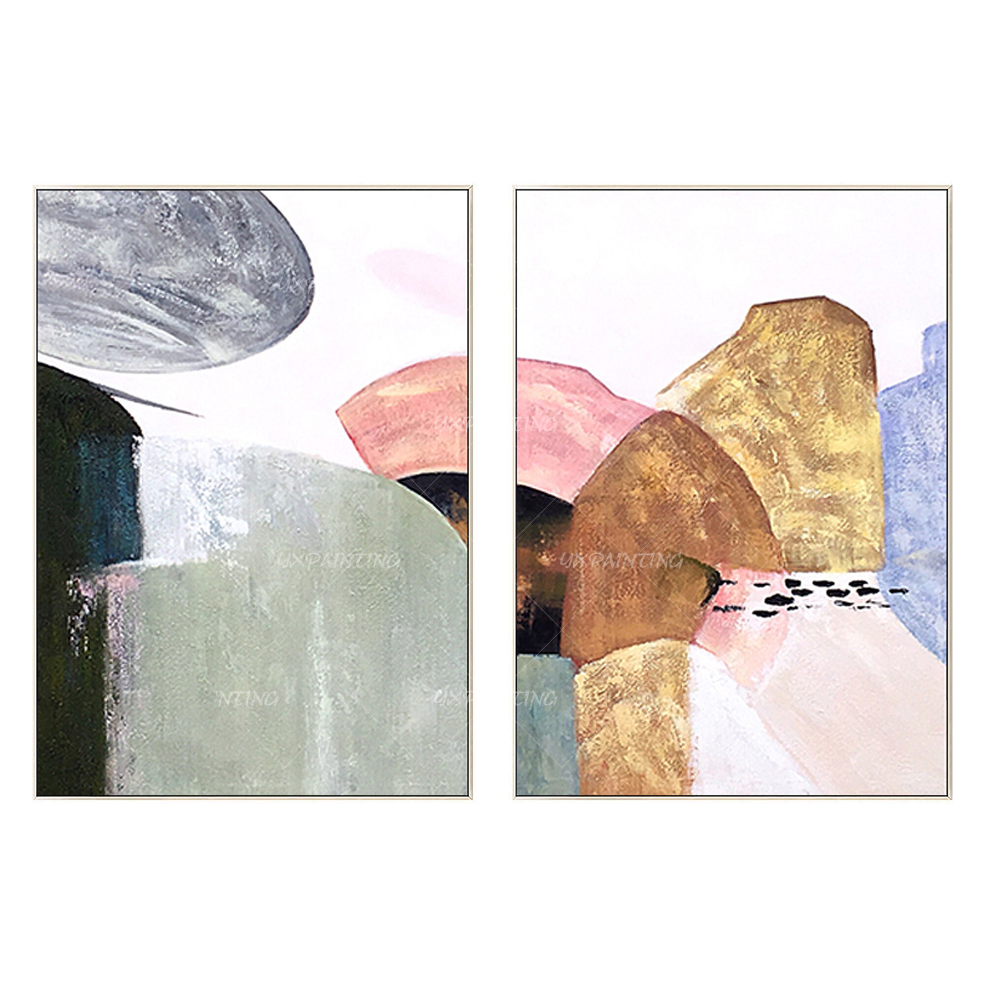 Framed wall art 2 pieces wall art Geometric art Abstract Etsy