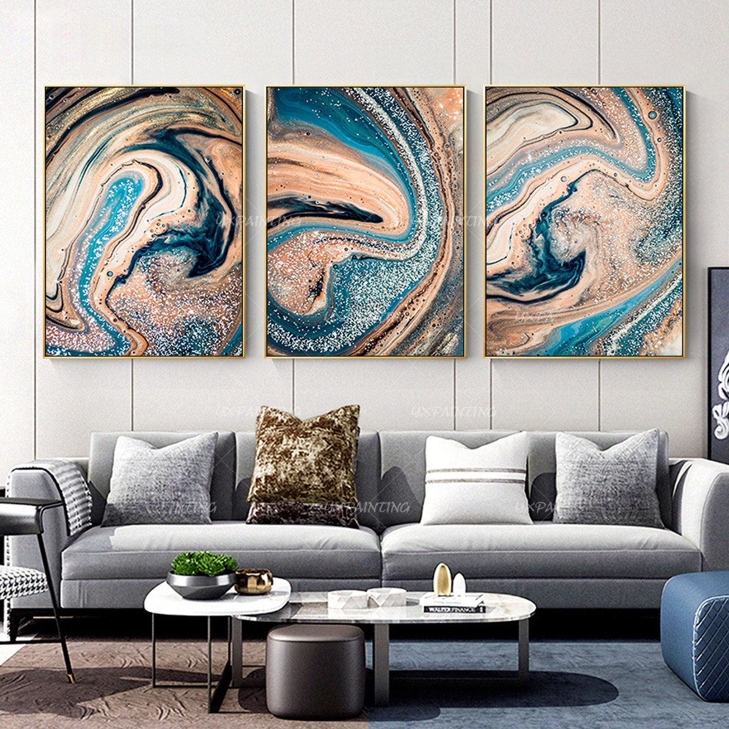 Art & Collectibles Acrylic Acrylic Pour Fine Line Abstract Art Line Art ...