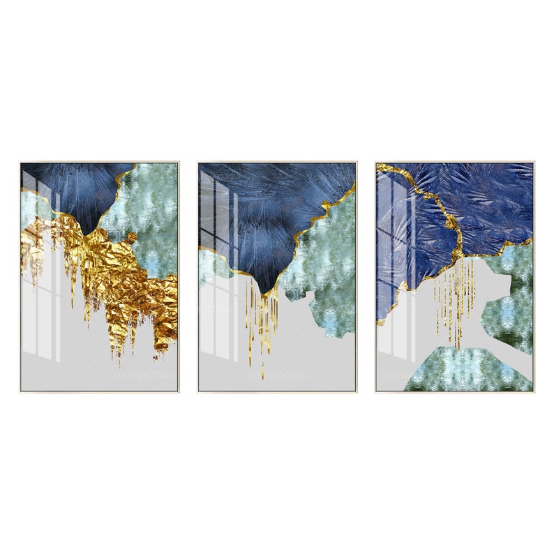 Printable Wall Art Framed Wall Art Set of 3 Print Geometric Gold Art ...