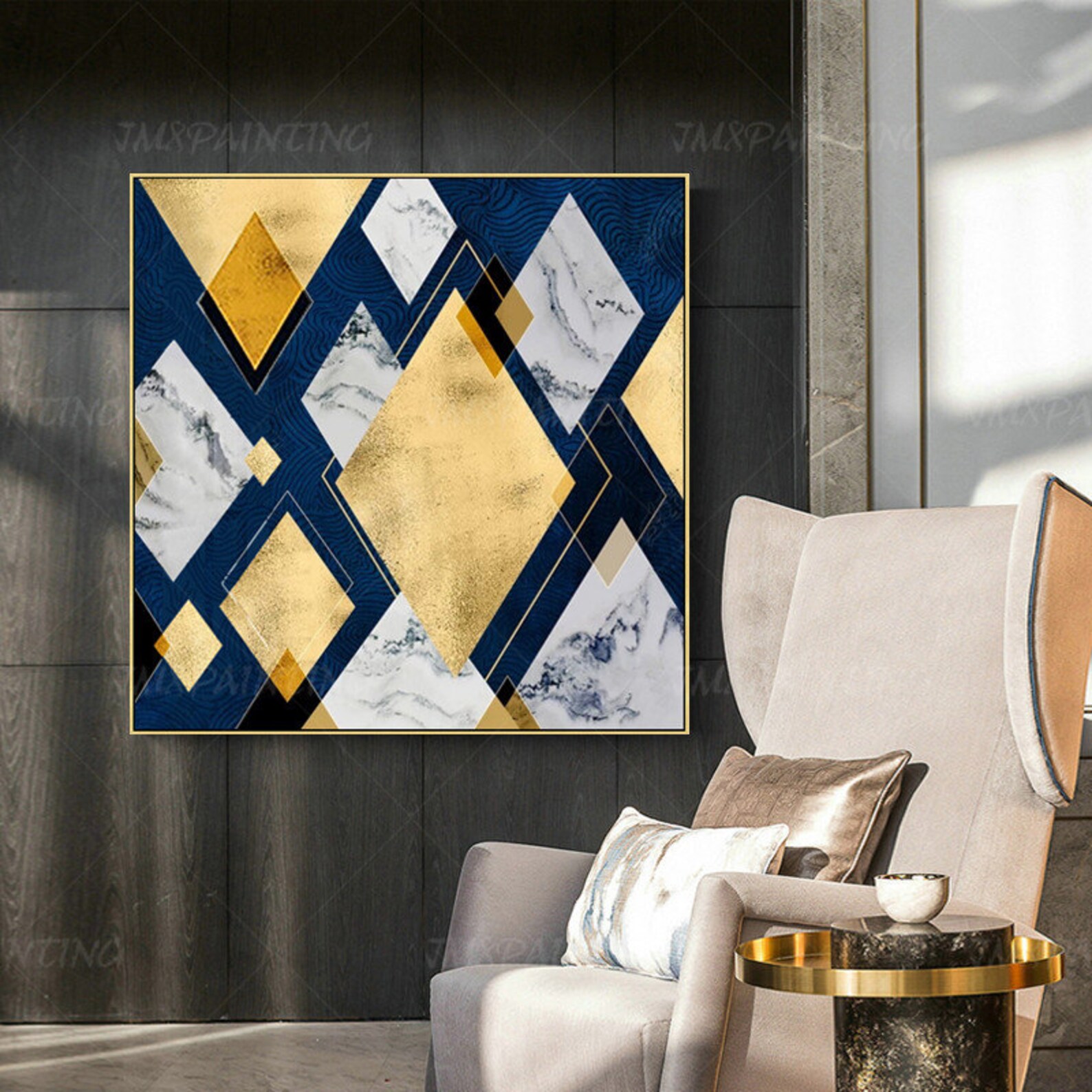 Geometric Art Abstract Paintings on Canvas Art Gold Painting Etsy