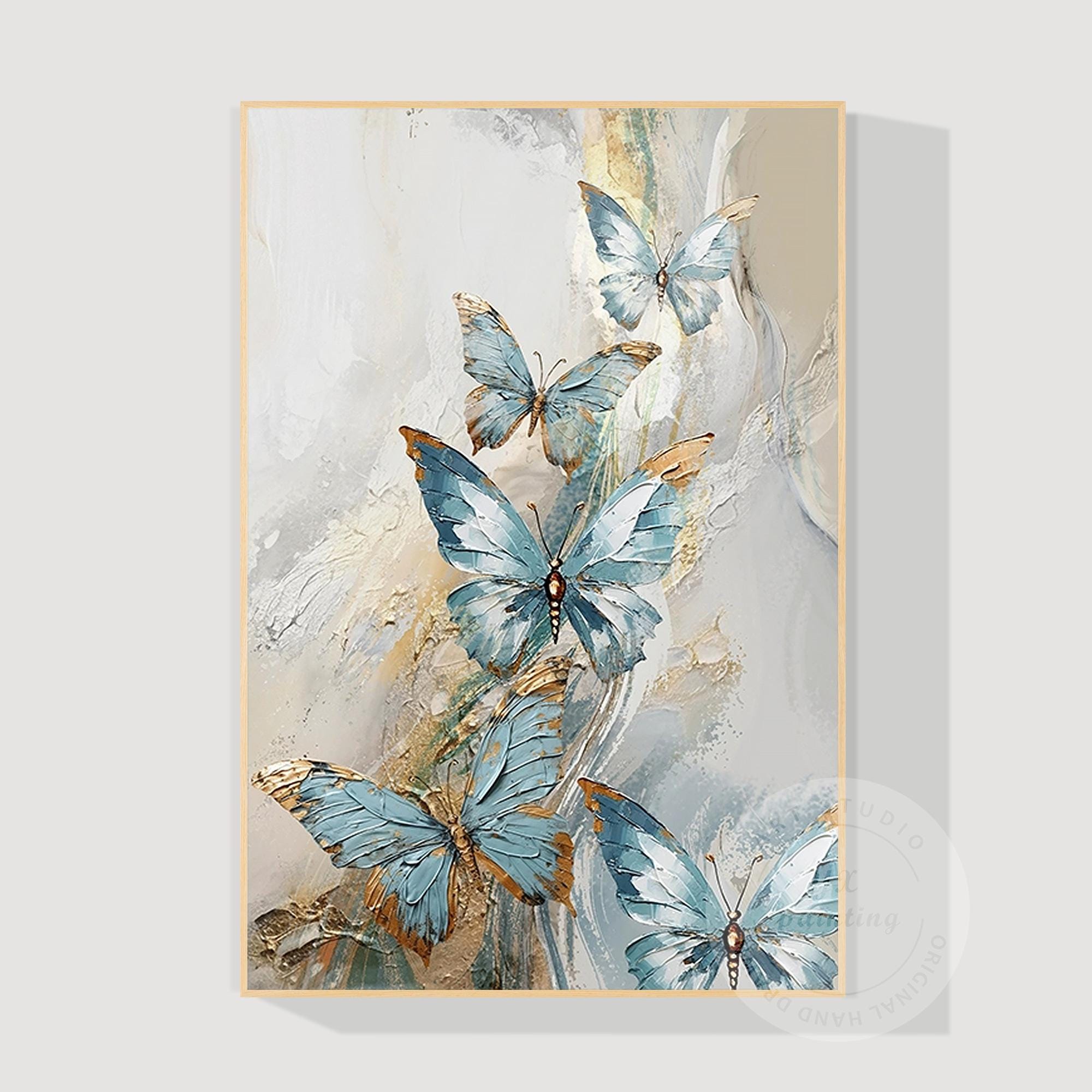 Textured Blue Butterfly Abstract Art | Original Acrylic Painting on ...
