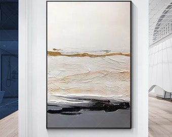 Textured Abstract Painting: Modern Minimalist Boho Wall Art