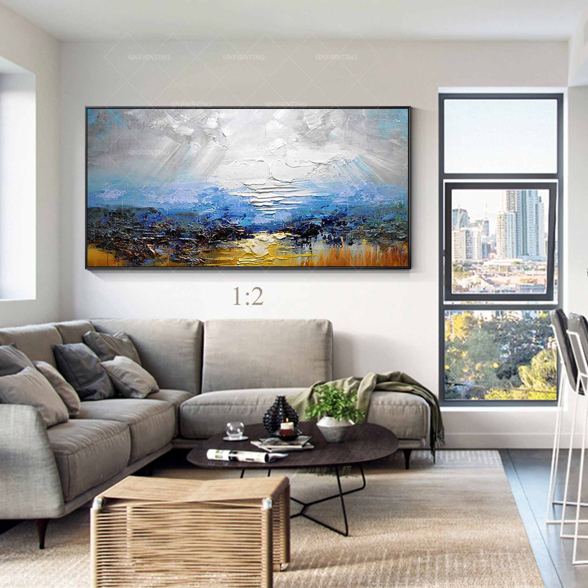 抽象画 水彩画 フレーム付き