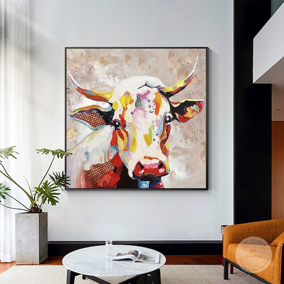 キャンバス 油絵 専用 カラフルCOWS 1