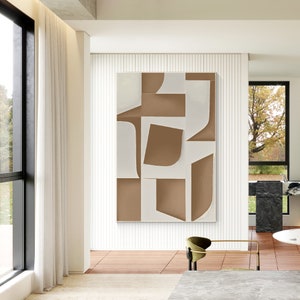 Beige Gray Abstract Painting on Canvas, Minimalist Painting Wall Art ...
