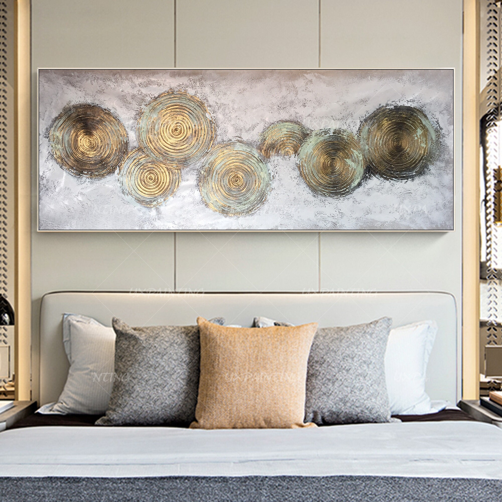 Gold Art Framed Wall Art Abstract Acrylic Paintings on Canvas Etsy