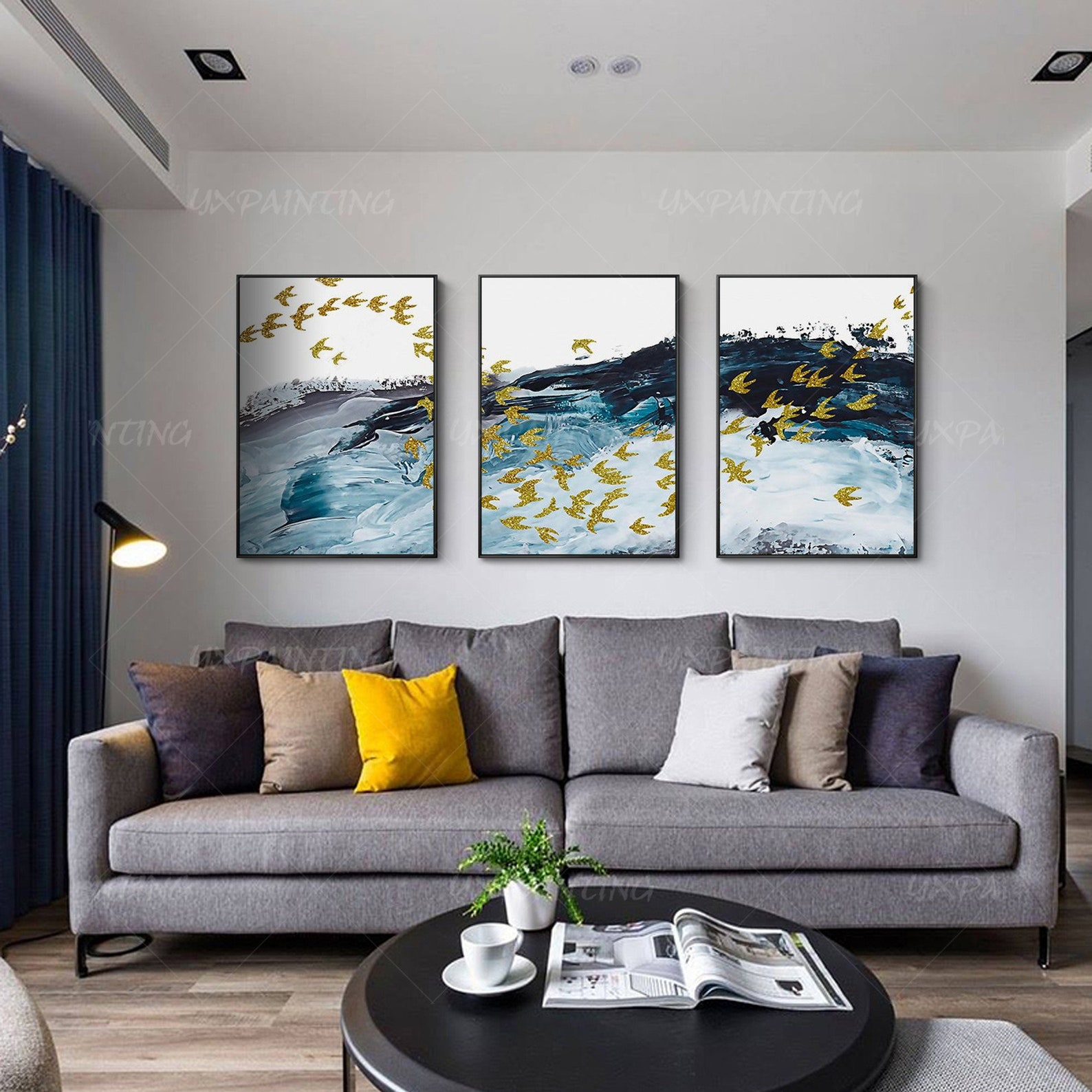Abstract Painting Set of 3 Wall Art Framed Wall Art Painting on Canvas ...