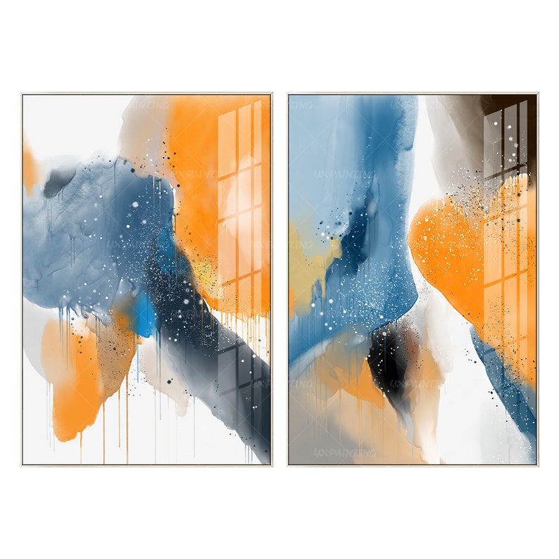 Abstract Blue Printable Wall Art Pour Fluid Art Framed Etsy