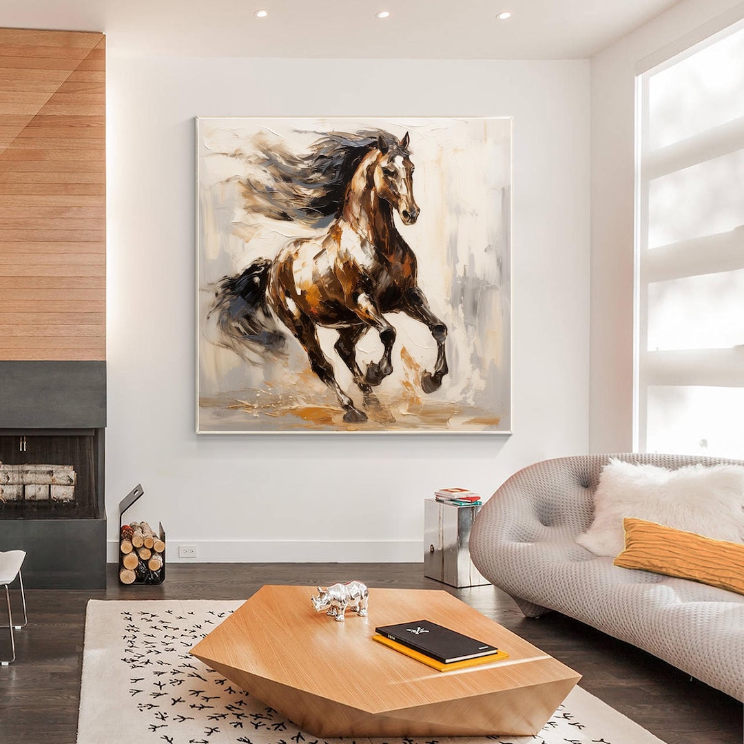 Horse Portrait,running Horse Wall Art, Horse Painting on Canvas, Extra ...
