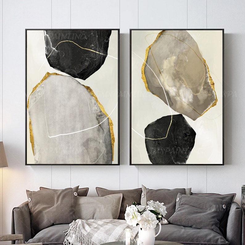 Framed Wall Art Set of 2 Prints Abstract Print Geometric Art Etsy UK