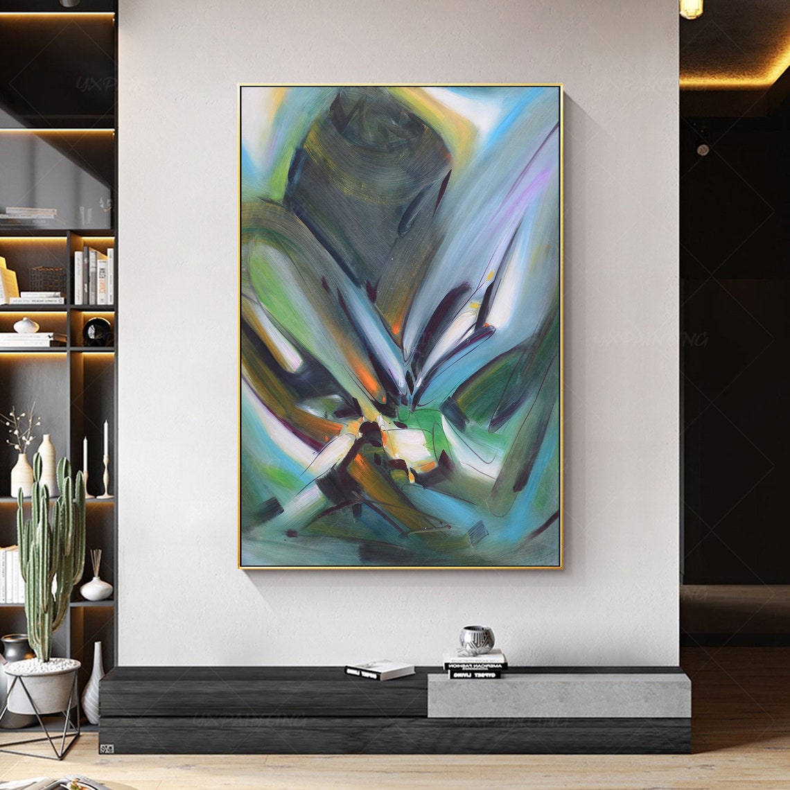 Abstract green wall art large original oil painting art Etsy