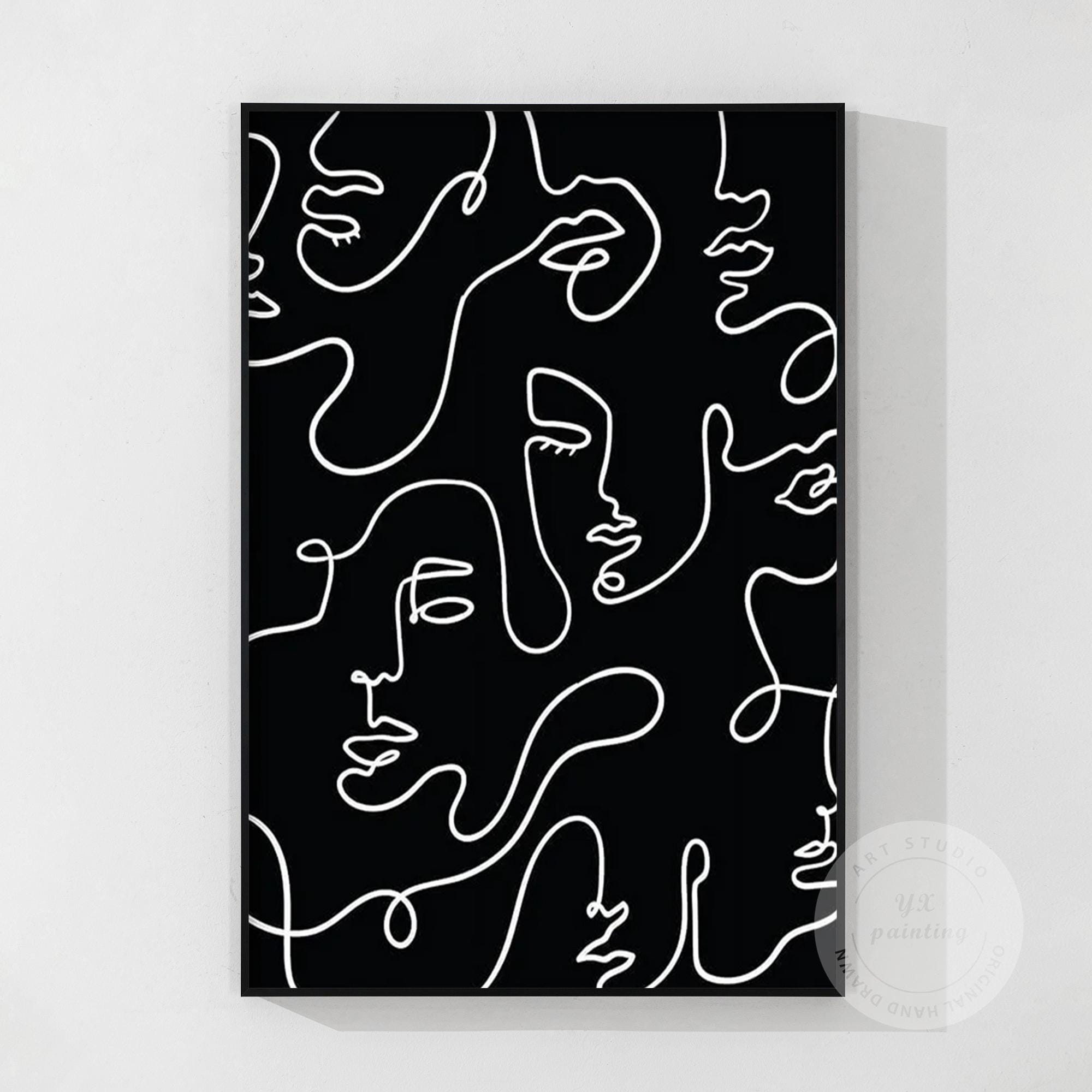 Picasso Line Art: Black and White Abstract Textured Painting - Etsy