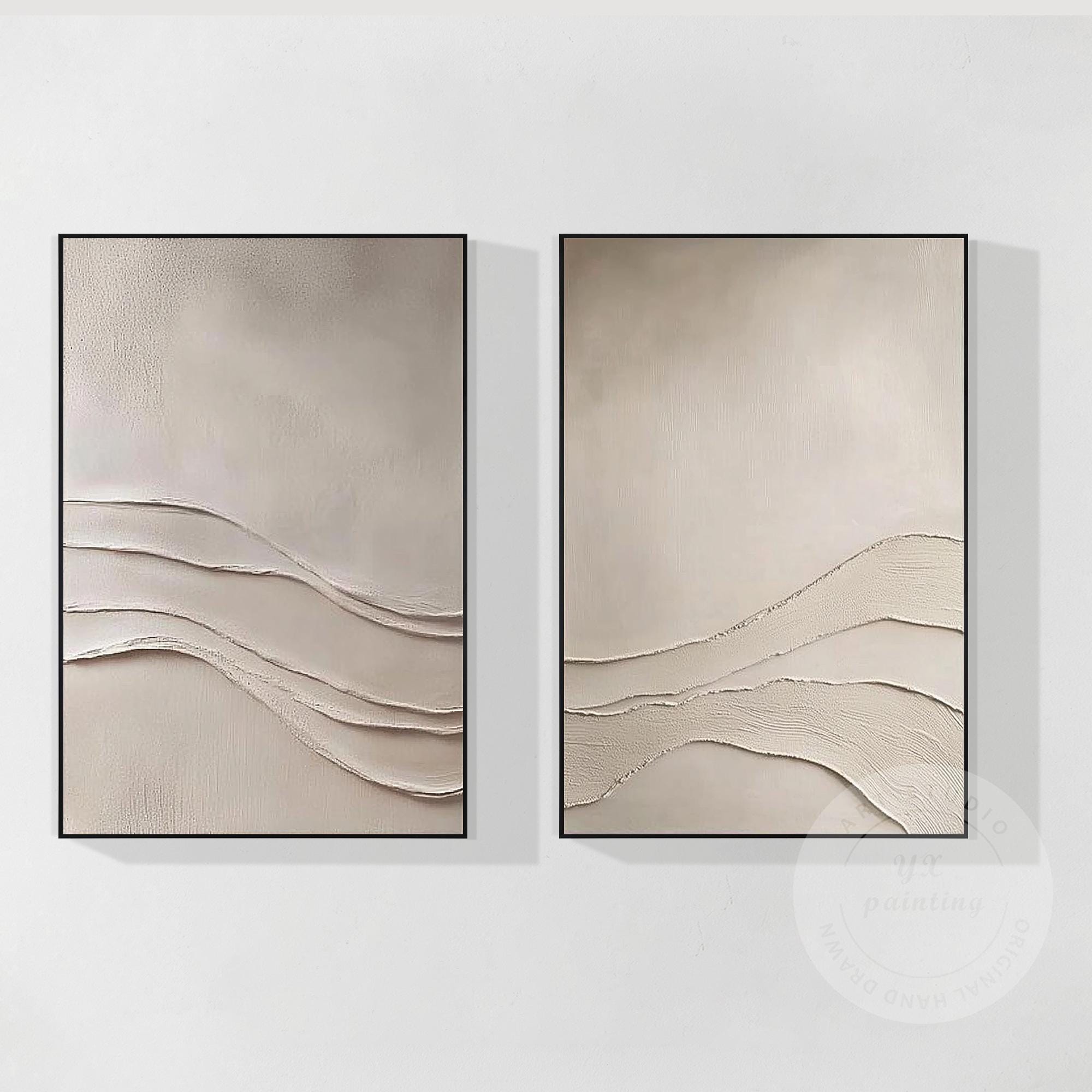 Minimalist Neutral Wall Art, Wabi Sabi Beige Textured Painting Set ...