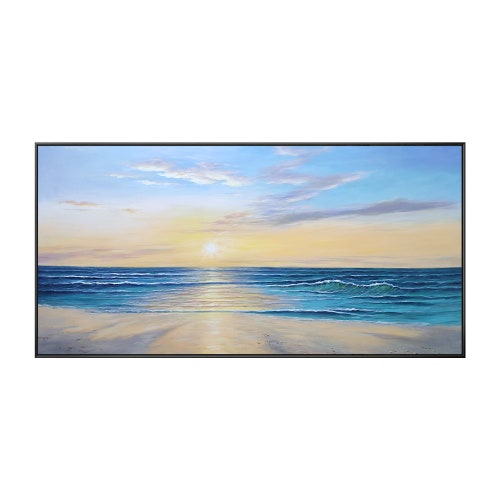 Sunrise original Beach Extra Large seascape Yxpainting Framed wall art Oil Painting On shops Canvas abstract cloudy blue sea wave wall picture