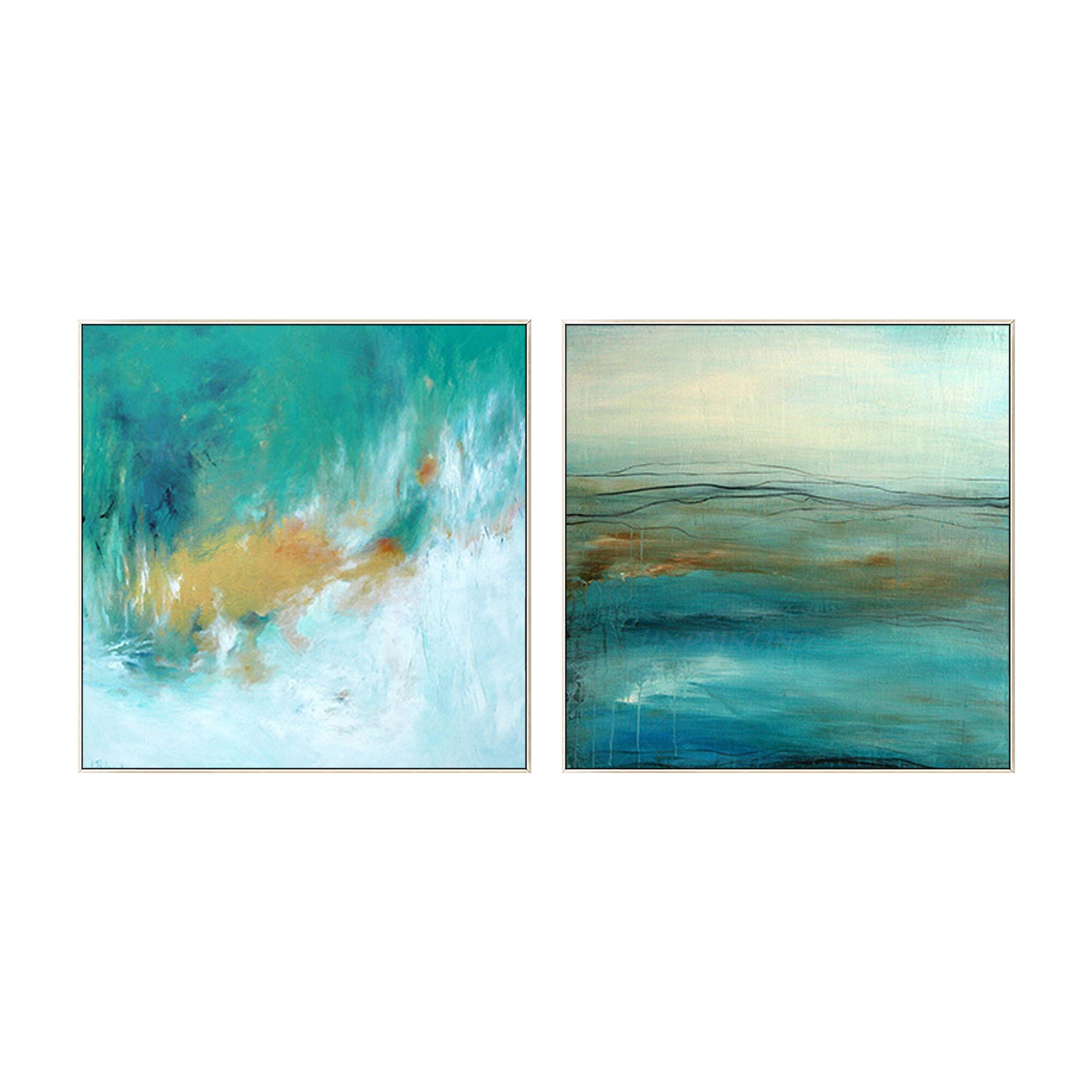 Printable Wall Art Set of 2 Wall Art Teal Blue Sea Wave Wall Etsy