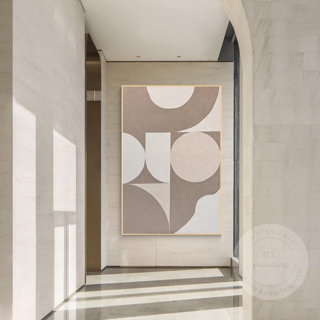 Beige Geometric Abstract Painting: Textured Organic Modern Wall Art - Etsy