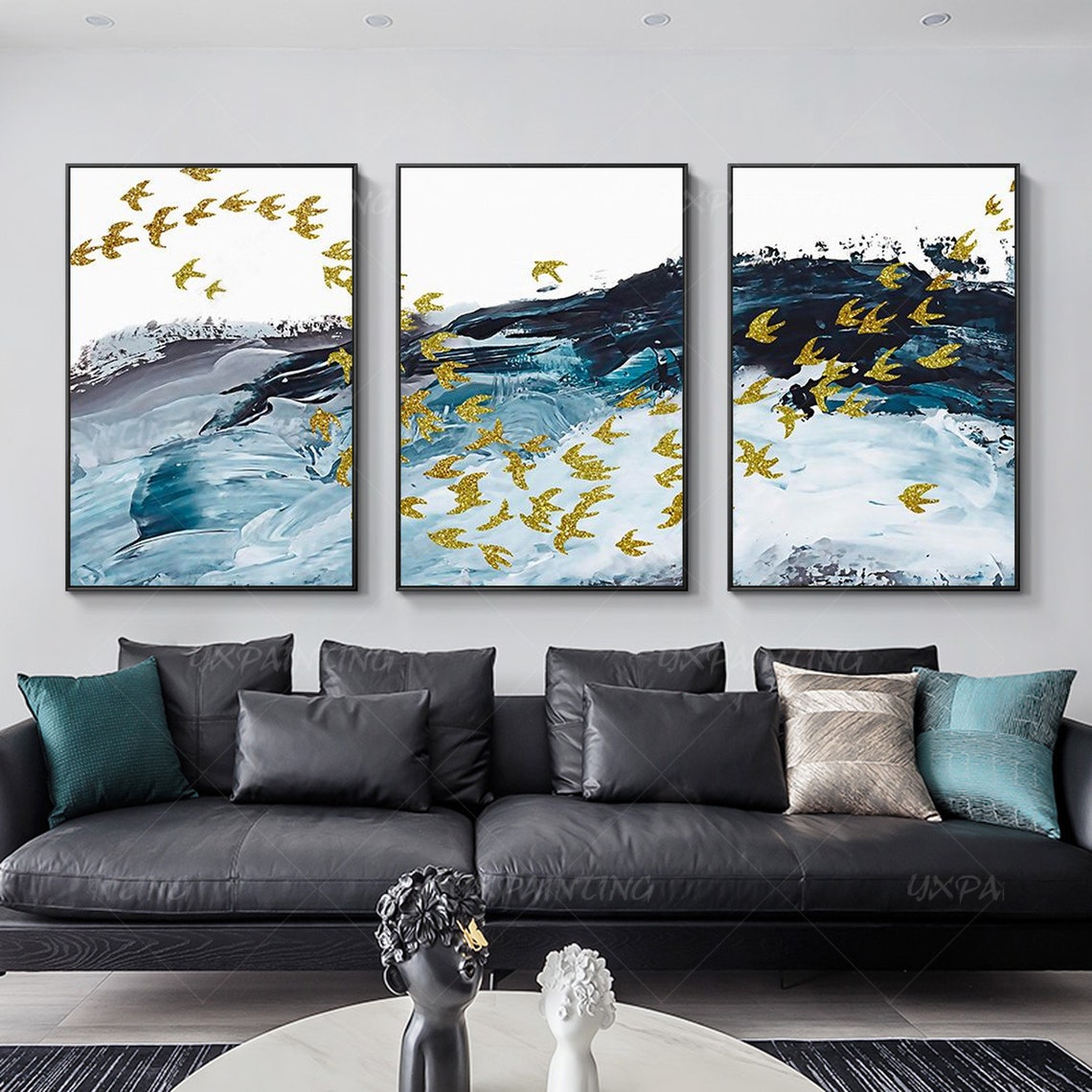 Abstract Painting Set of 3 Wall Art Framed Wall Art Painting on Canvas ...