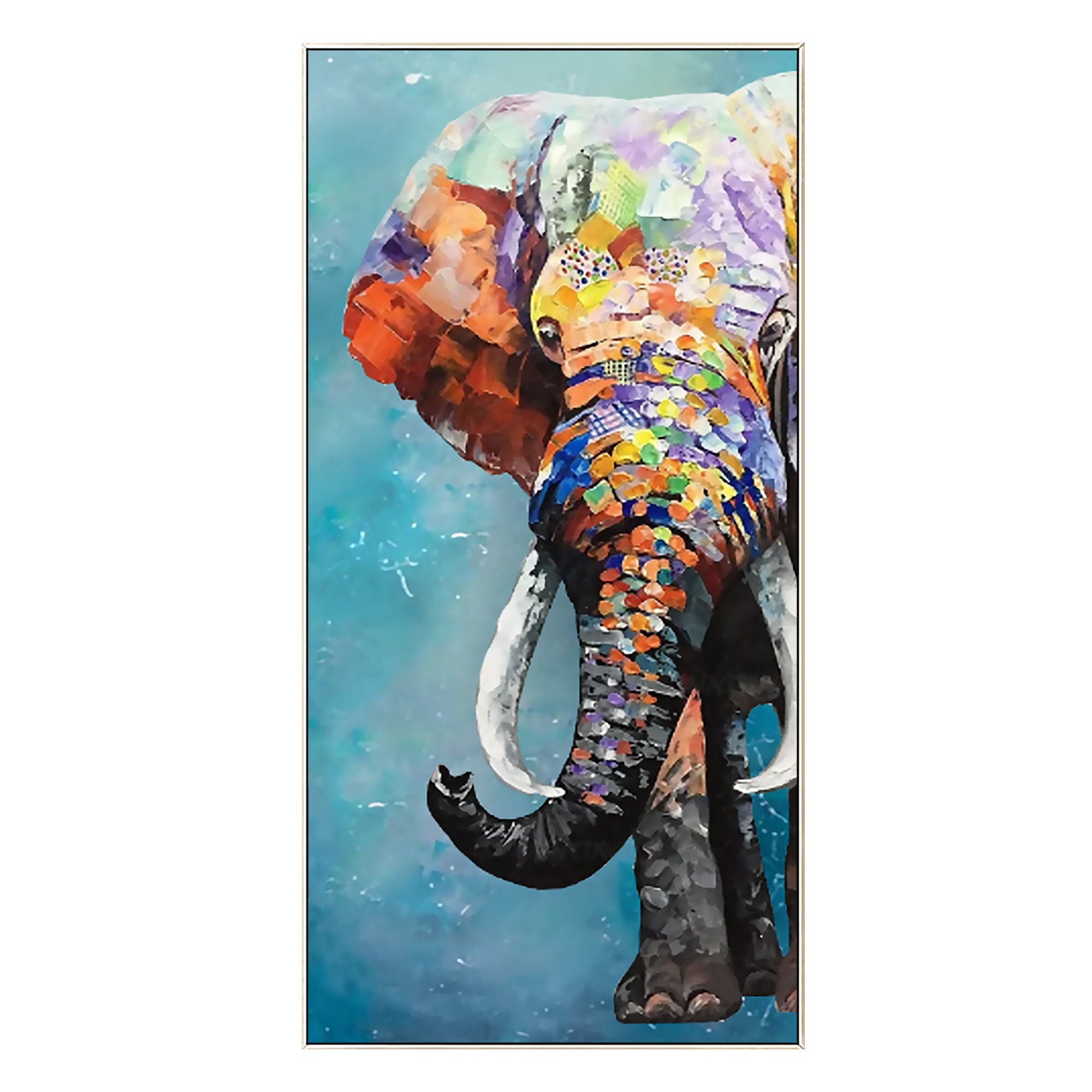 オリジナルの象の絵画：カラフルなポップアート、特大キャンバス壁装飾