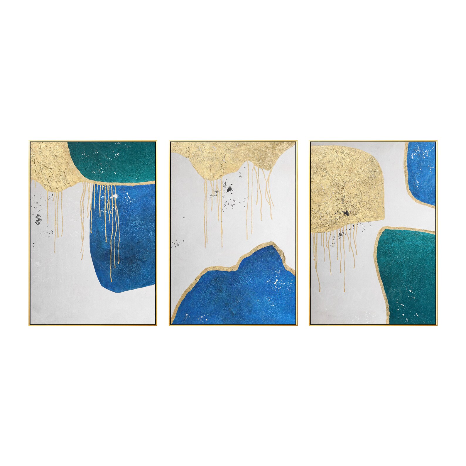Aesthetic wall art Gold Blue wall art canvas abstract Etsy