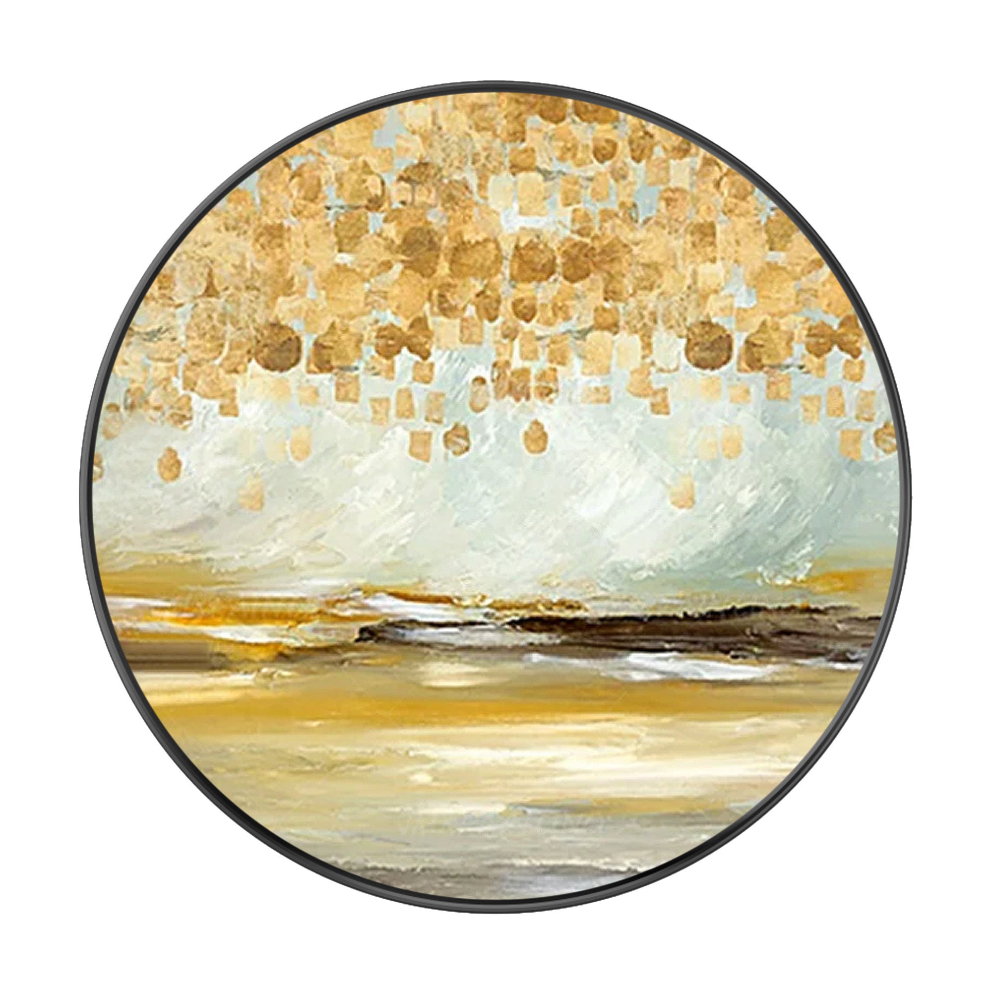 Original Abstract Scenery Acrylic Painting on Canvas Round Etsy