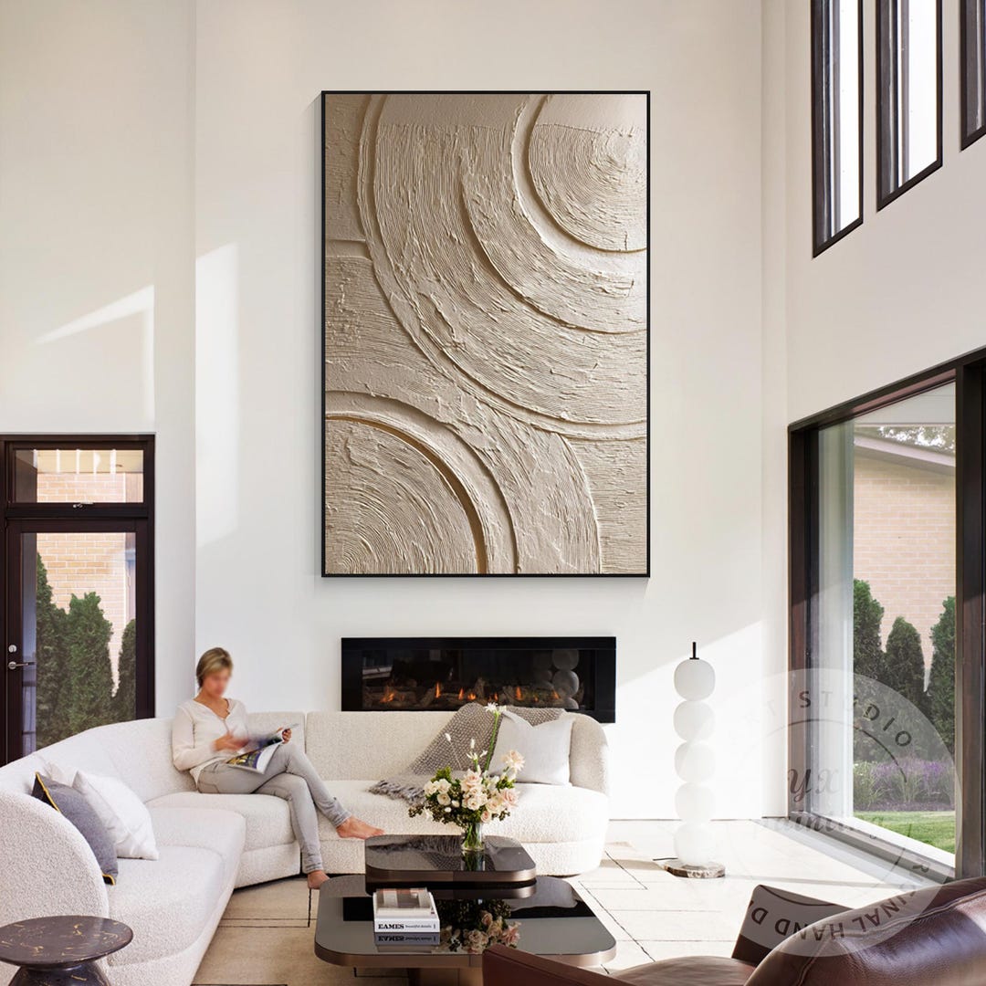 Photo inspiration: Neutral Textured Abstract Wall Art Beige Circle Relief Painting Photo Inspiration