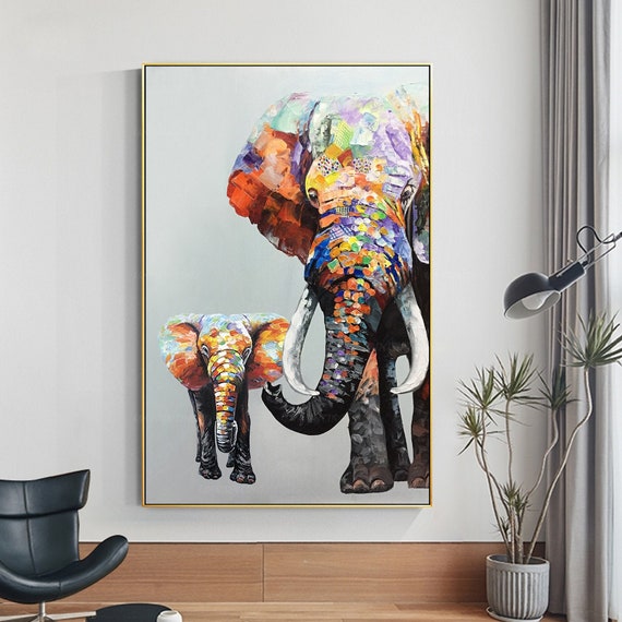 Elephant Painting On Canvas