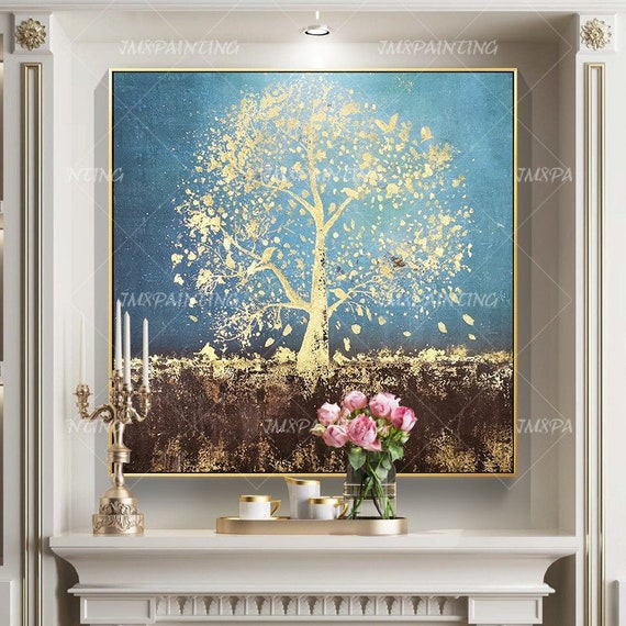 Abstract Acrylic Paintings On Canvas Original art Gold art tree painti –  Framer
