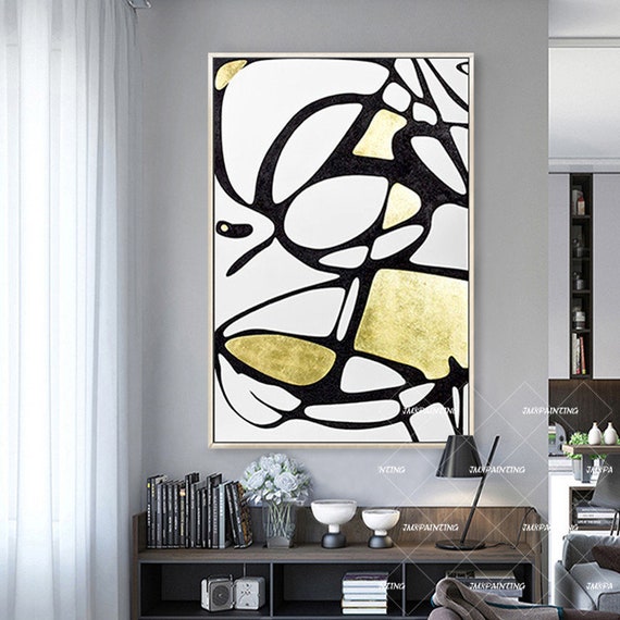 Framed wall art Abstract Origianl Geometry Gold Leaf Acrylic Etsy