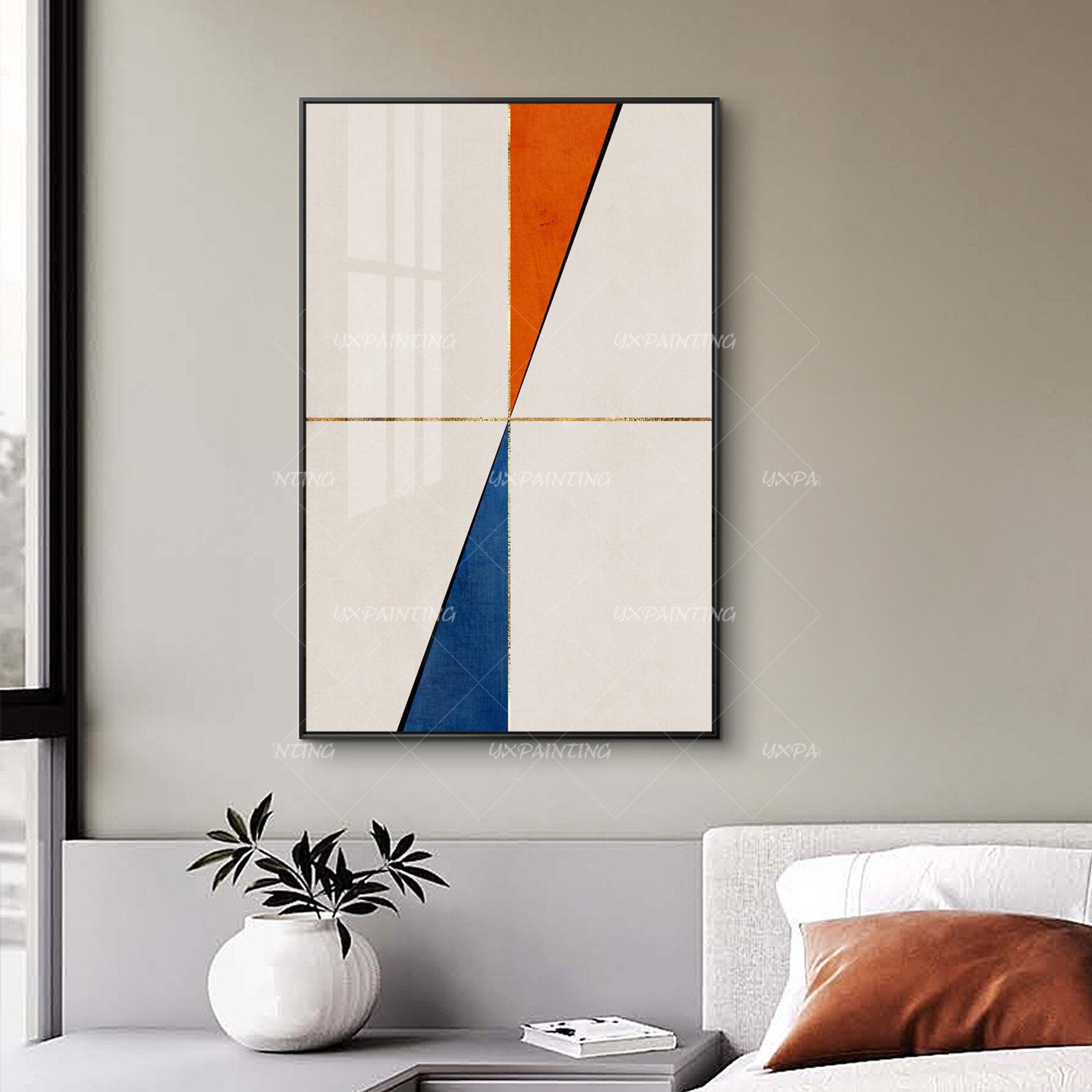 3 Pieces Geometric Art Abstract Gold Art Acrylic Paintings on | Etsy