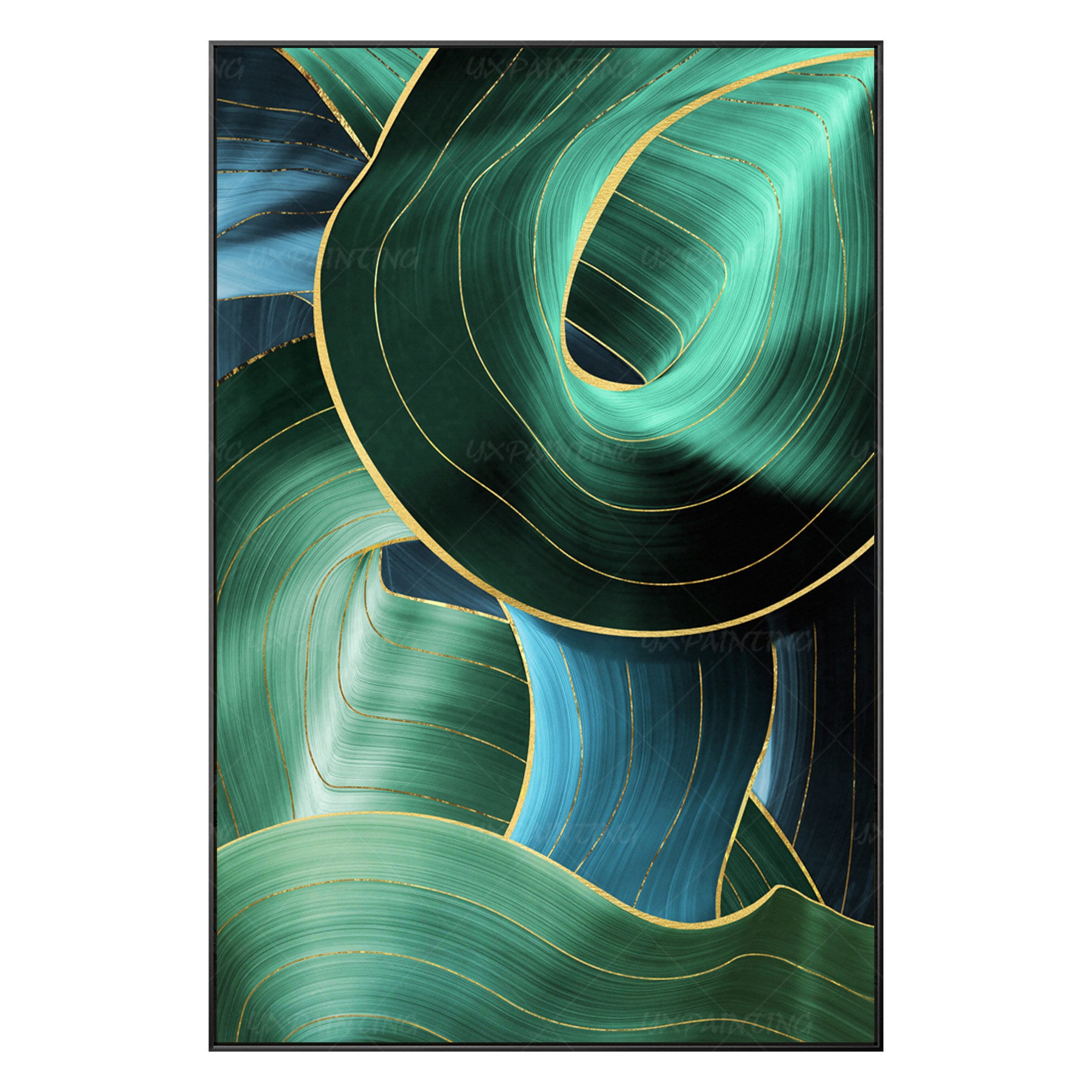 Gold art framed wall art Emerald green and blue Wall Decor Etsy