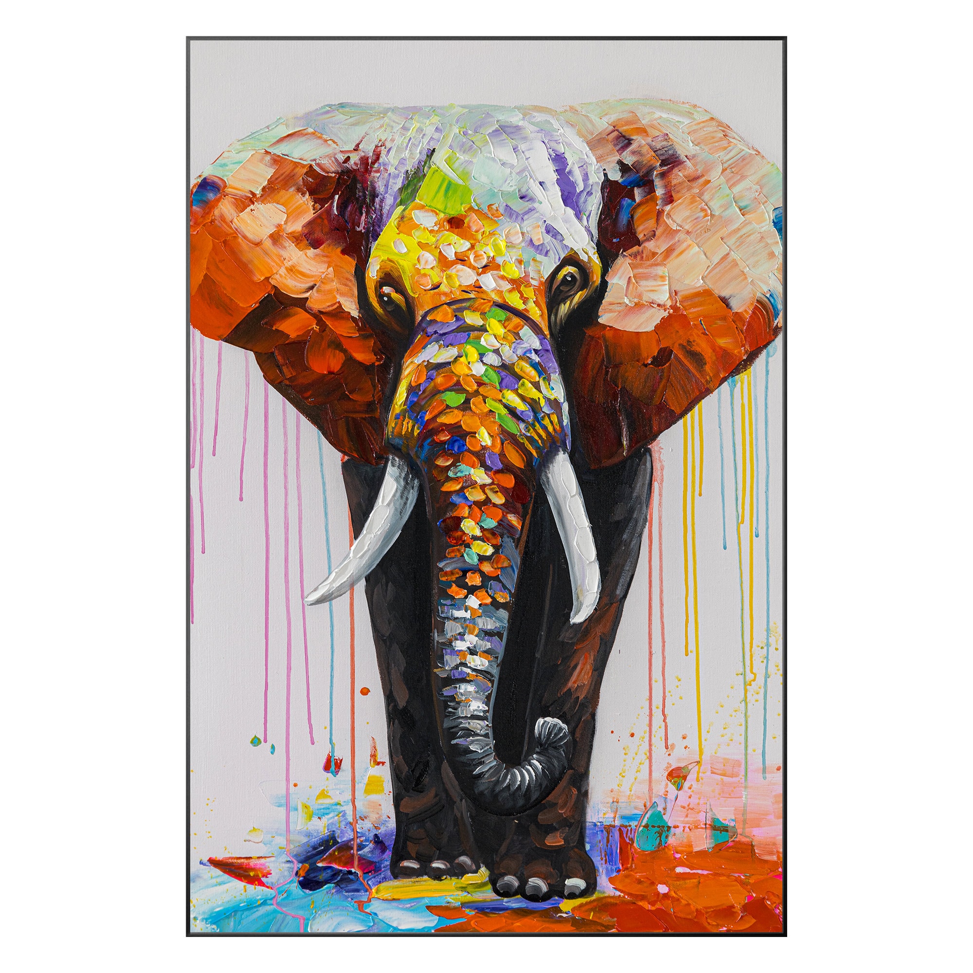 絵画  ｜手描き｜油絵 ｜オリジナル ｜象 ｜ELEPHANT オリジナルのハンドメイド象の油絵 - モダン印象派のマルチ