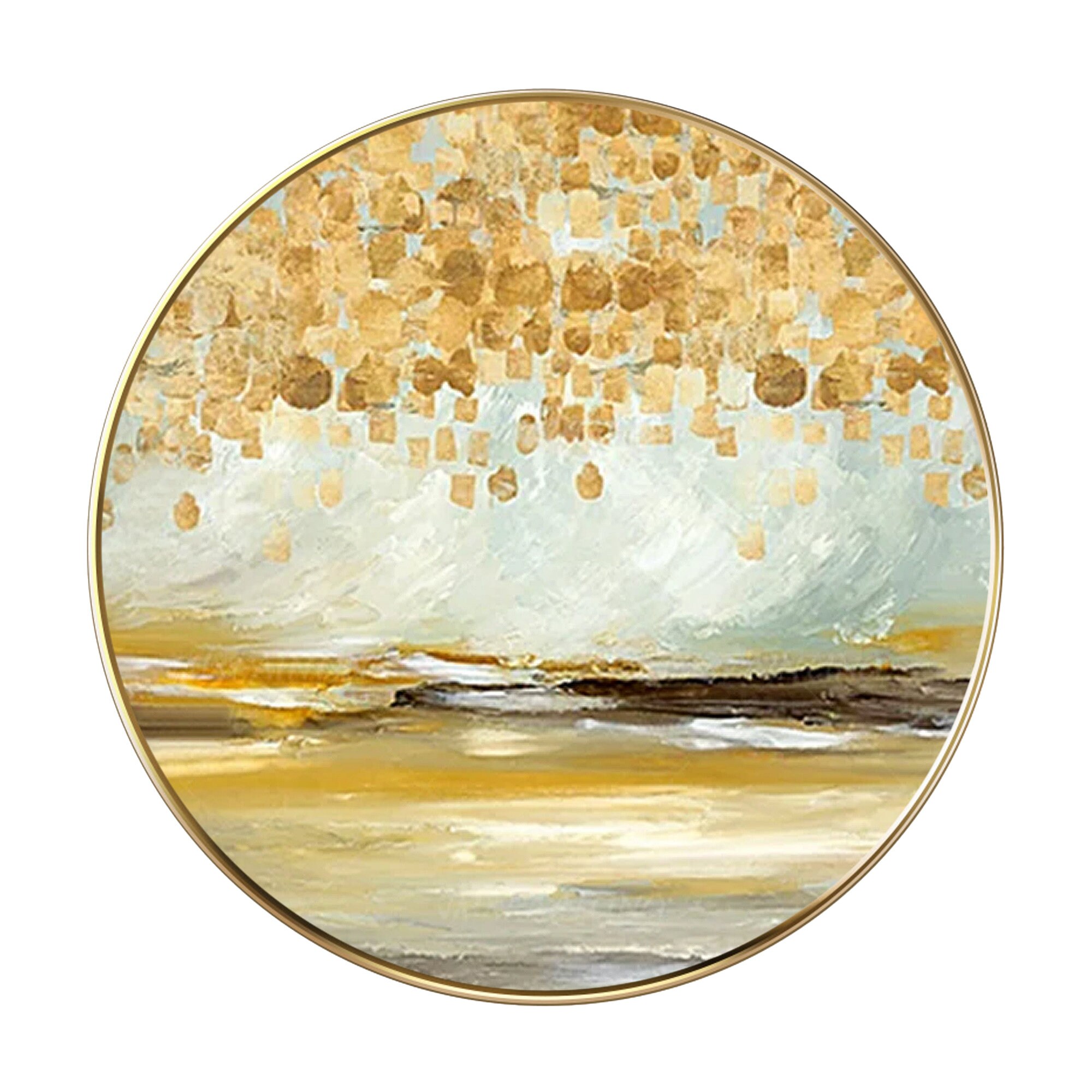 Original Abstract Scenery Acrylic Painting on Canvas Round Etsy