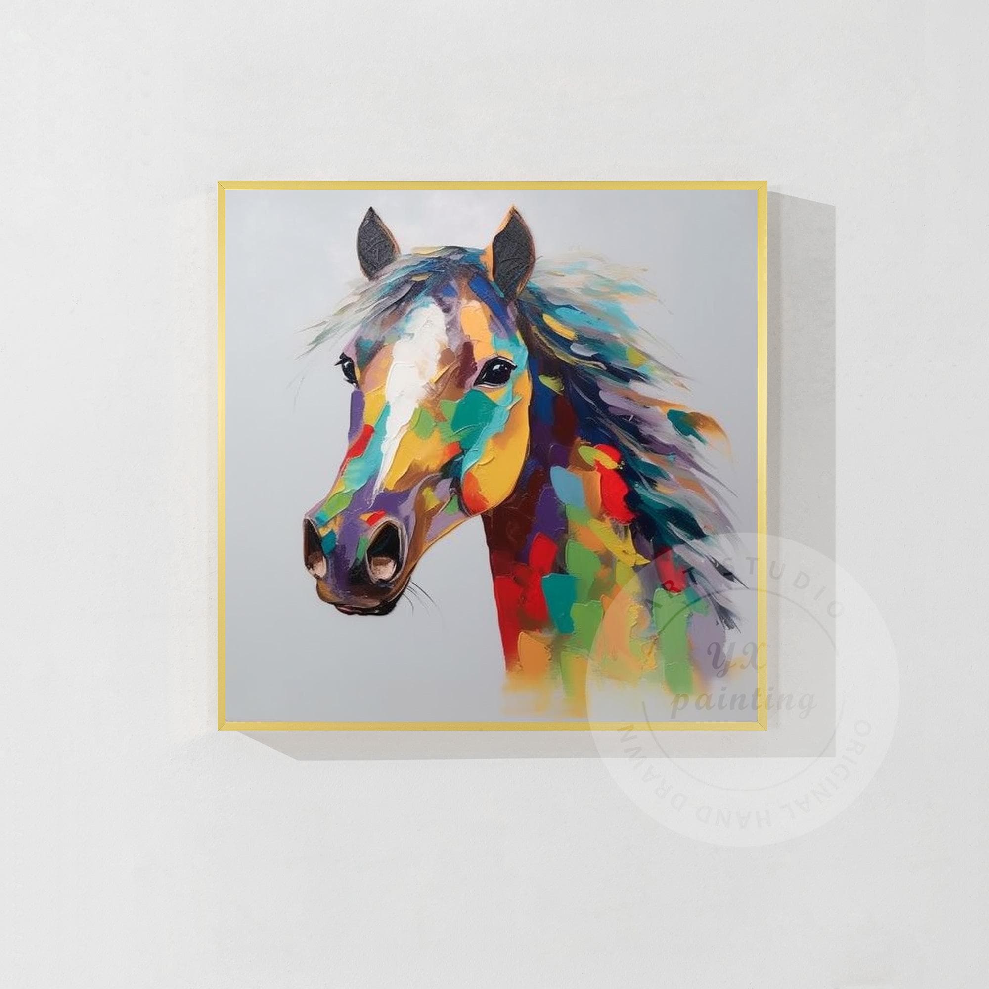 絵画　アクリル絵　額縁　キャンバス　馬 絵画アクリル絵額縁キャンバス馬