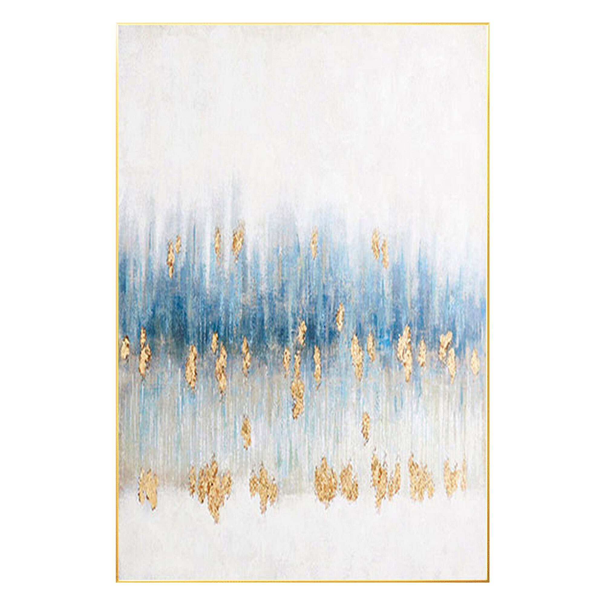 Gold Foil Blue Abstract Painting on Canvas, Extra Large Wall Art Living ...