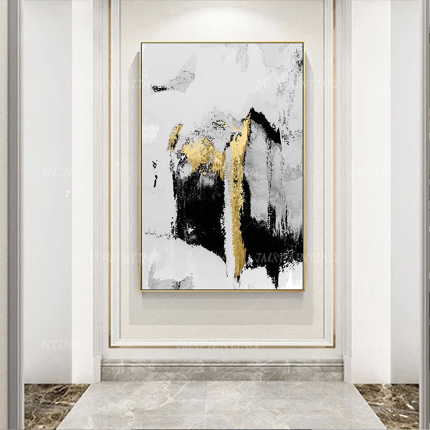 Black white Art Framed wall art minimalist Abstract Original Etsy