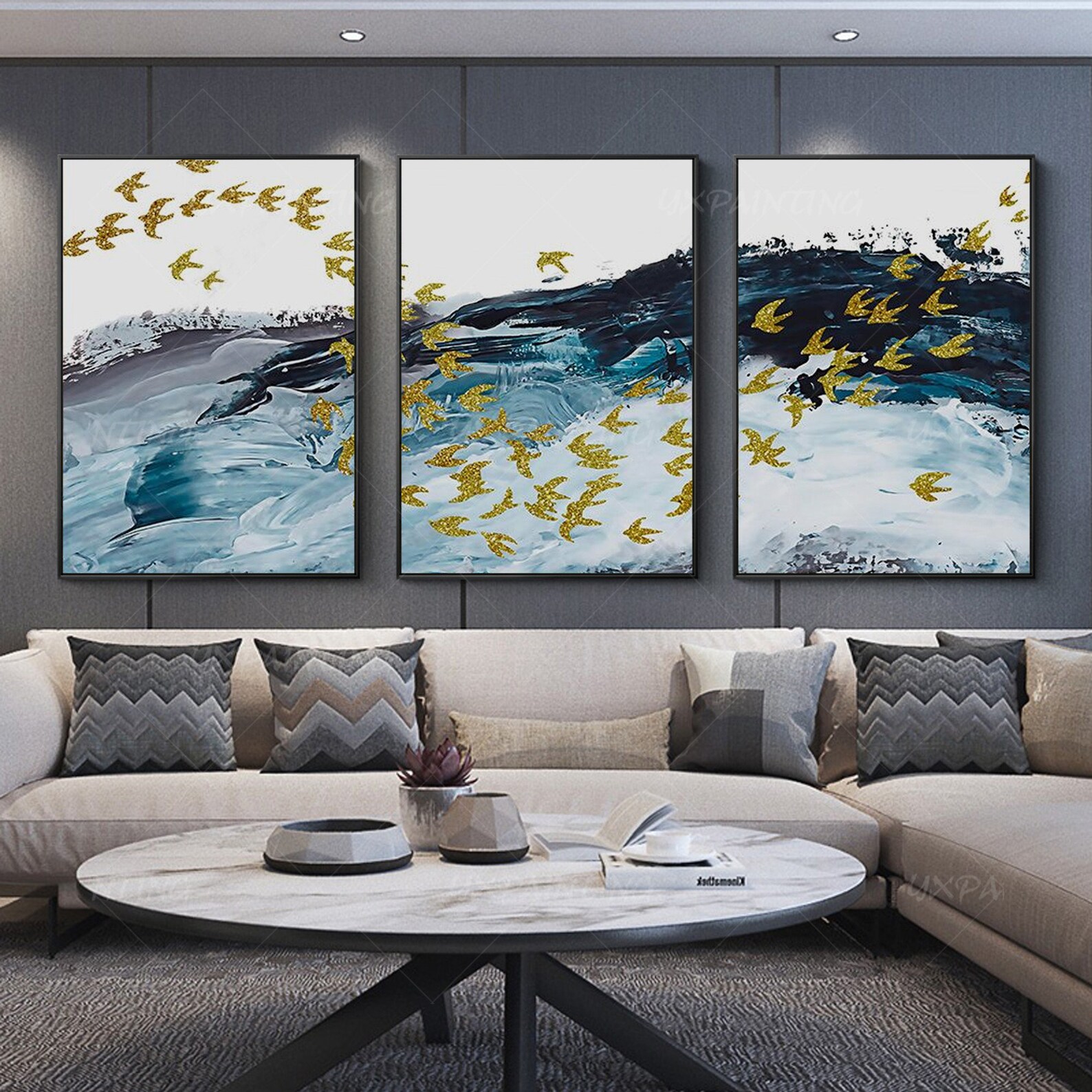 Abstract Painting Set of 3 Wall Art Framed Wall Art Painting on Canvas ...