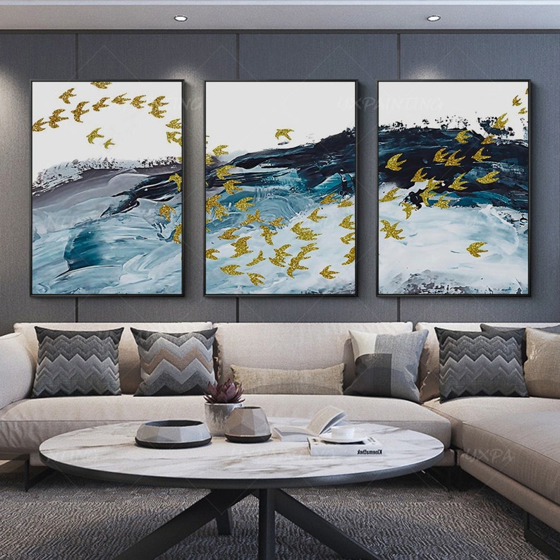 Abstract Painting Set of 3 Wall Art Framed Wall Art Painting on Canvas ...