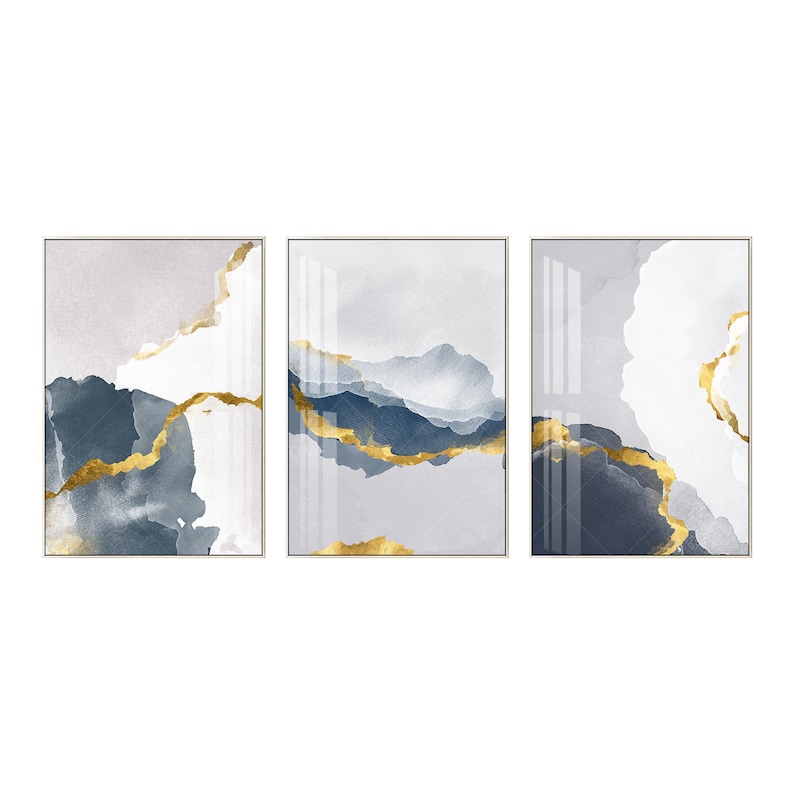 Printable Wall Art Set of 3 Wall Art Gold Mountain Print Etsy