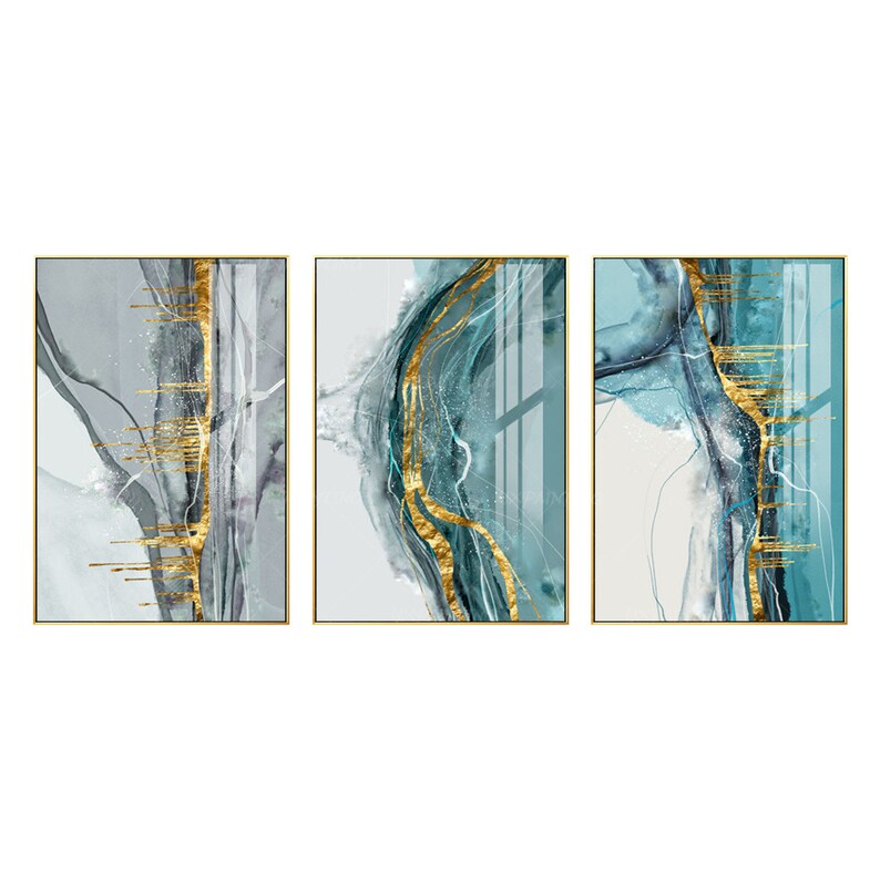 Framed painting wall art printsSet of 3 wall art Gold art Etsy