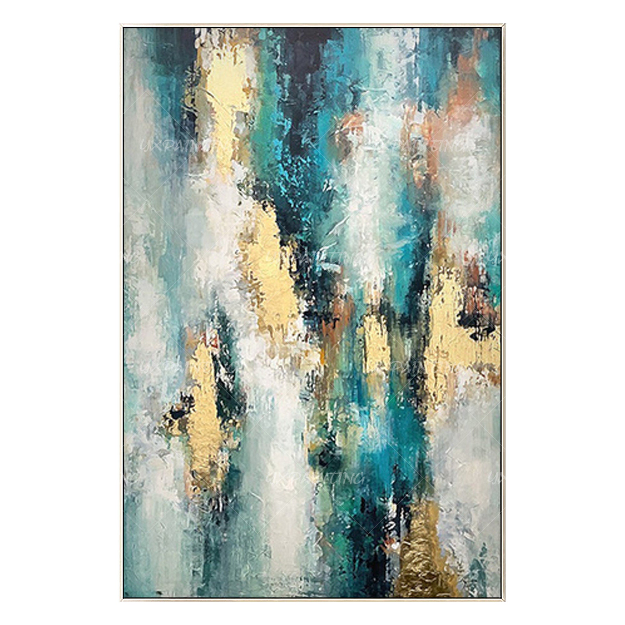 Gold art Abstract Painting print On Canvas ready to hang Etsy