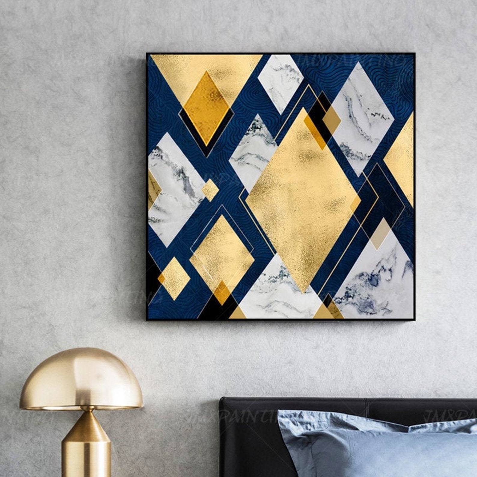 Geometric Art Abstract Paintings on Canvas Art Gold Painting Etsy
