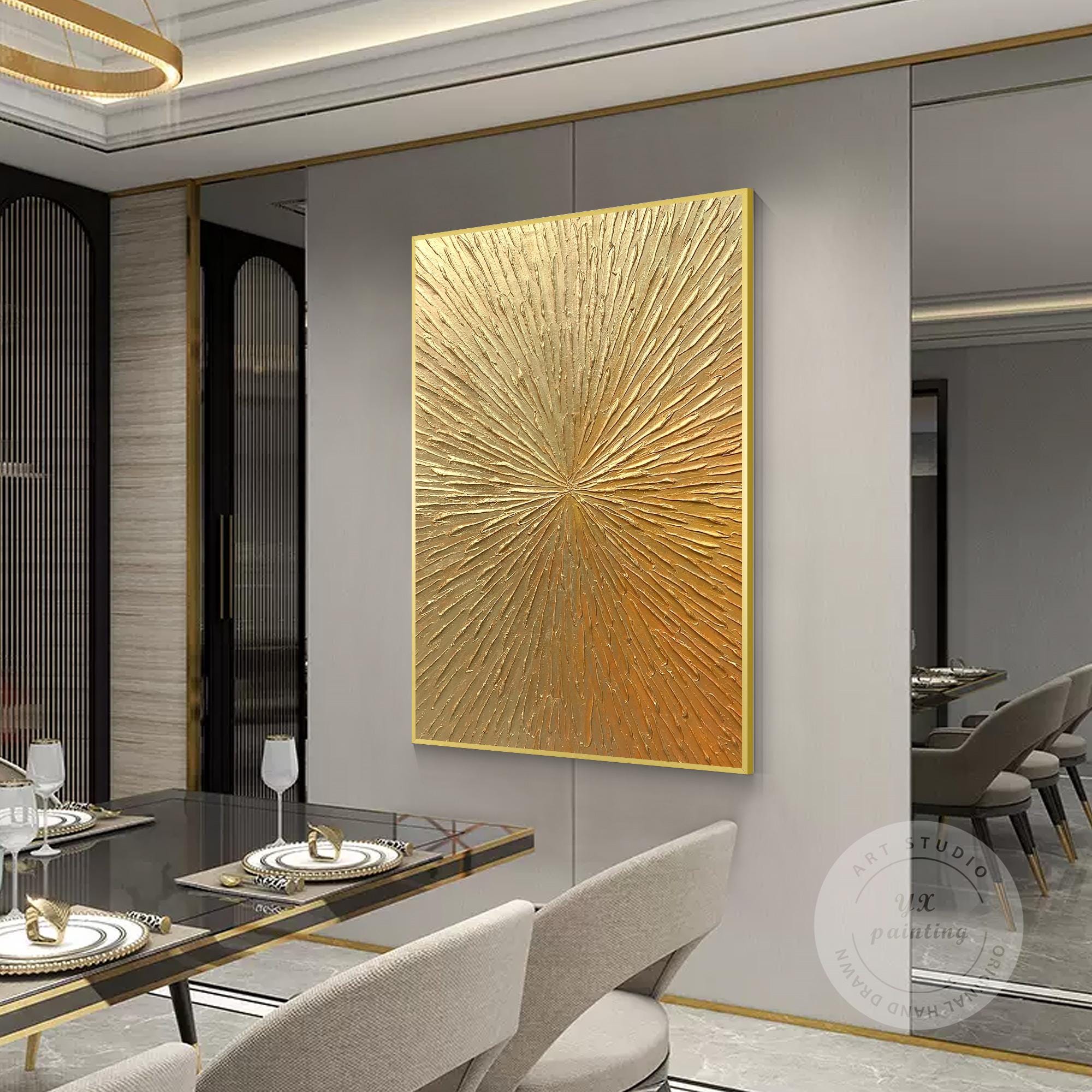 訳あり／キャンバスアート Sunburst Gold デコ 抽象デザイン　Ⓣ Glamorous Sunburst Wall Art, Art Deco, Framed Canvas Print