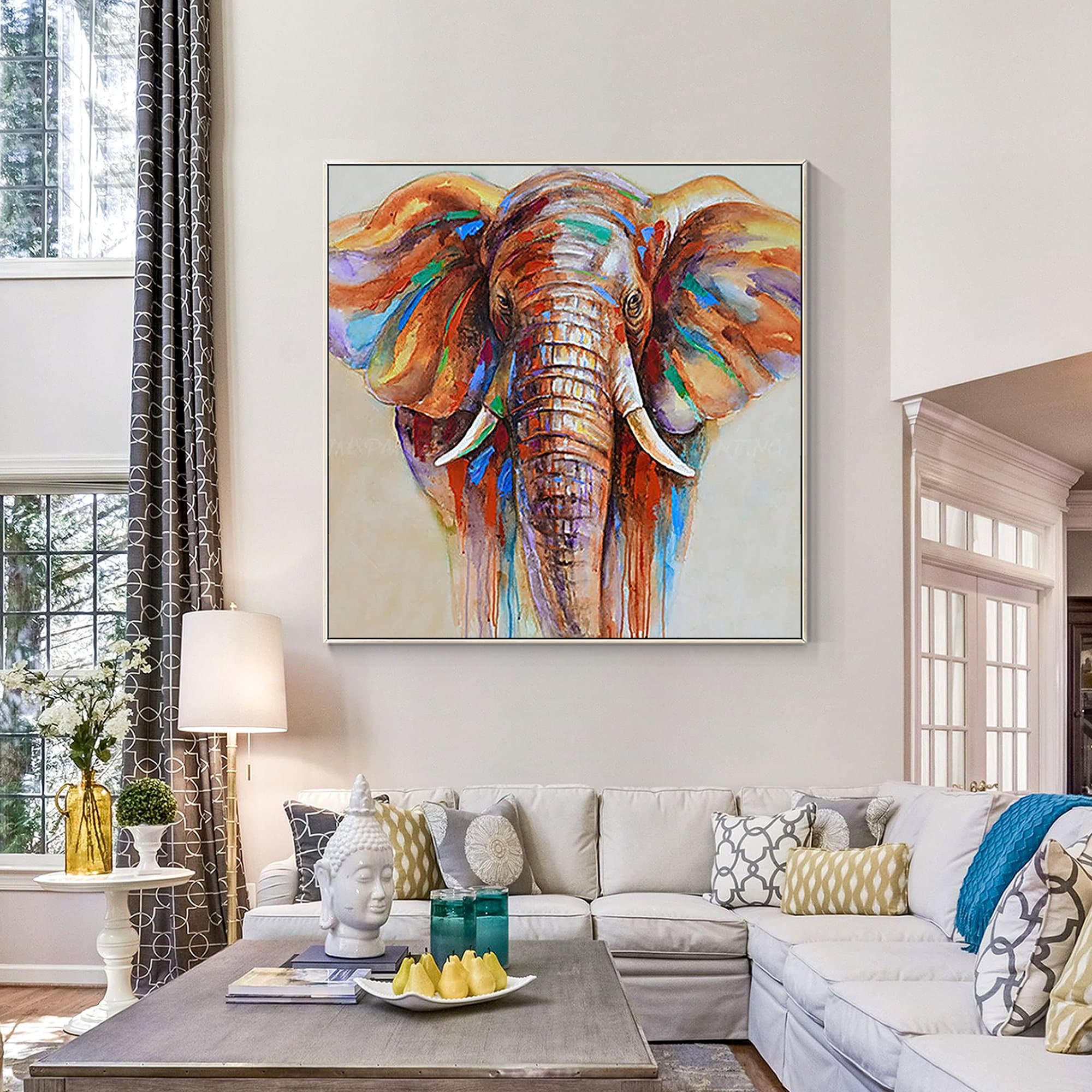 Elephant Painting Impressionist Elephant Extra Large Wall Art