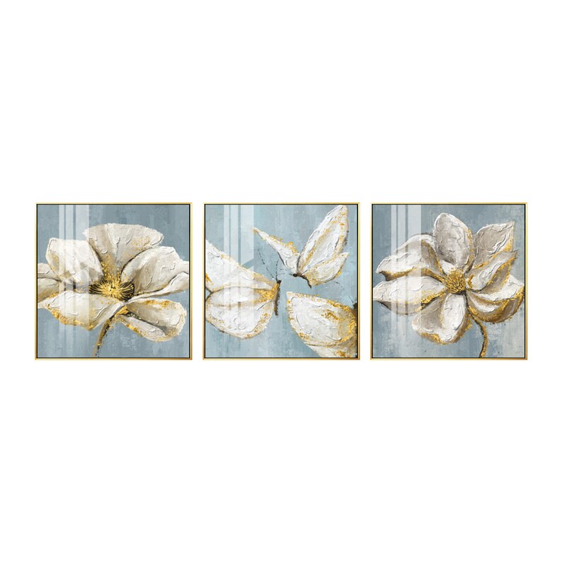 Framed Wall Art Gold Art Butterfly Set of 3 Wall Art White Etsy
