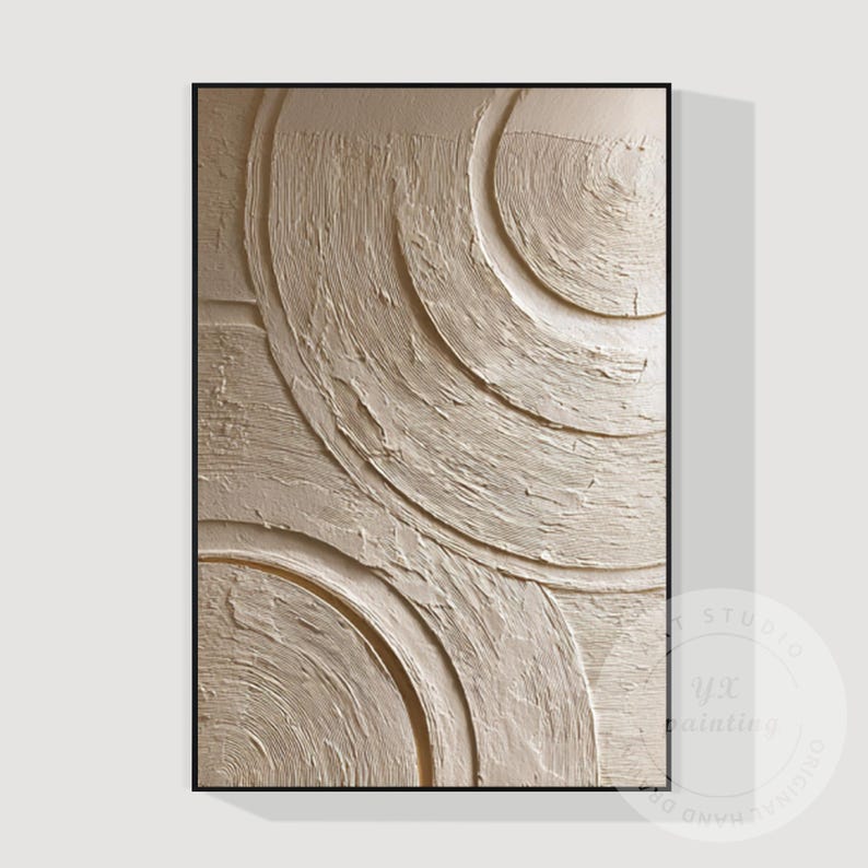 Photo inspiration: Textured Plaster Wall Art For Modern Apartments Reference: Neutral Textured Abstract Wall Art Beige Circle Relief Painting