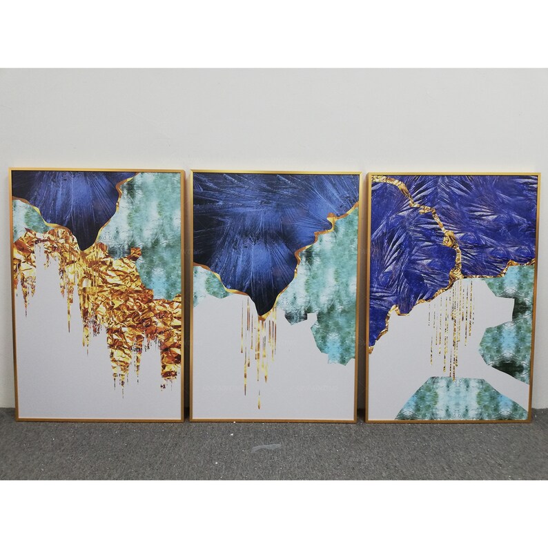 Printable Wall Art Framed Wall Art Set of 3 Print Geometric Gold Art ...