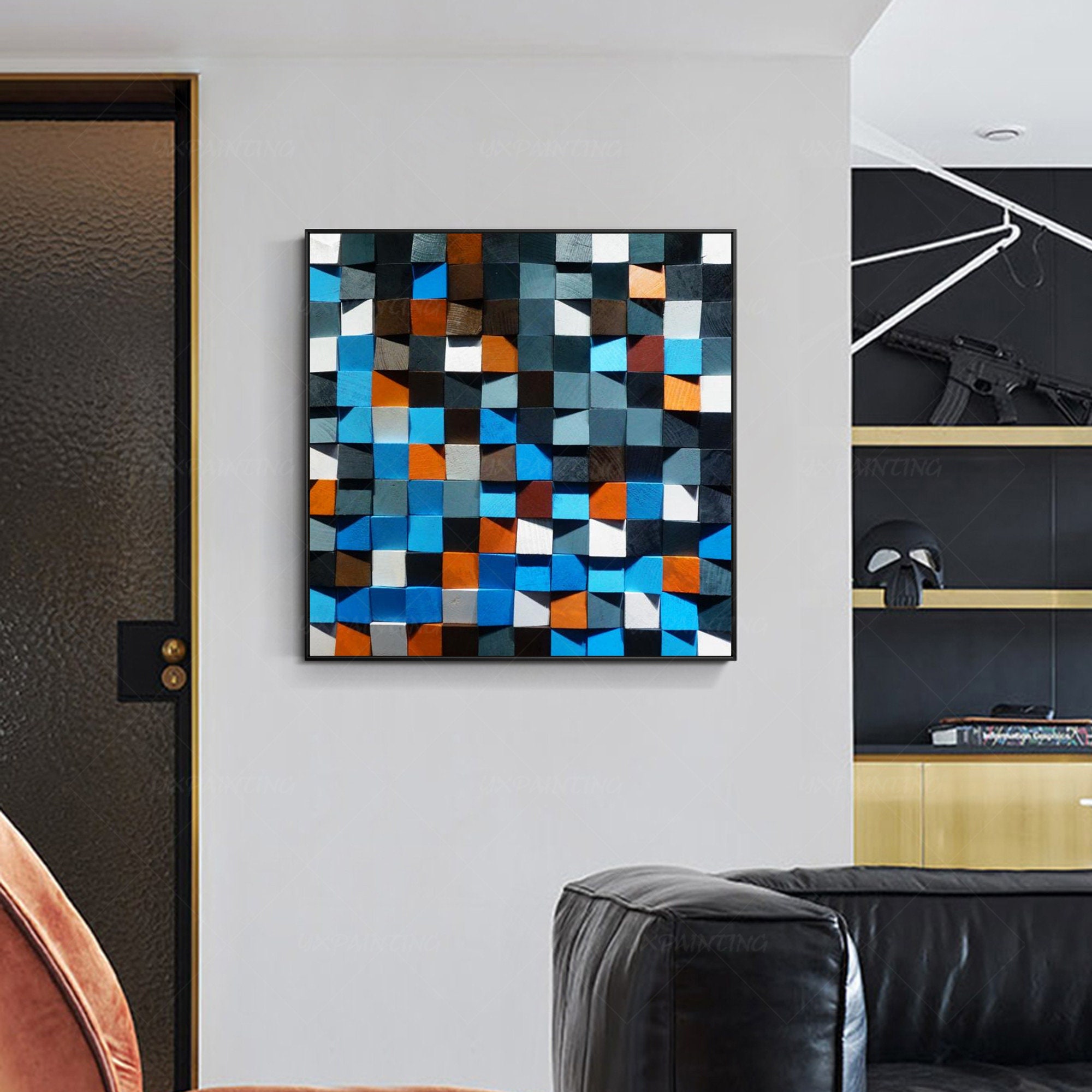 Geometric Wood Wall Art Reclaimed Wood Art Abstract Painting Etsy