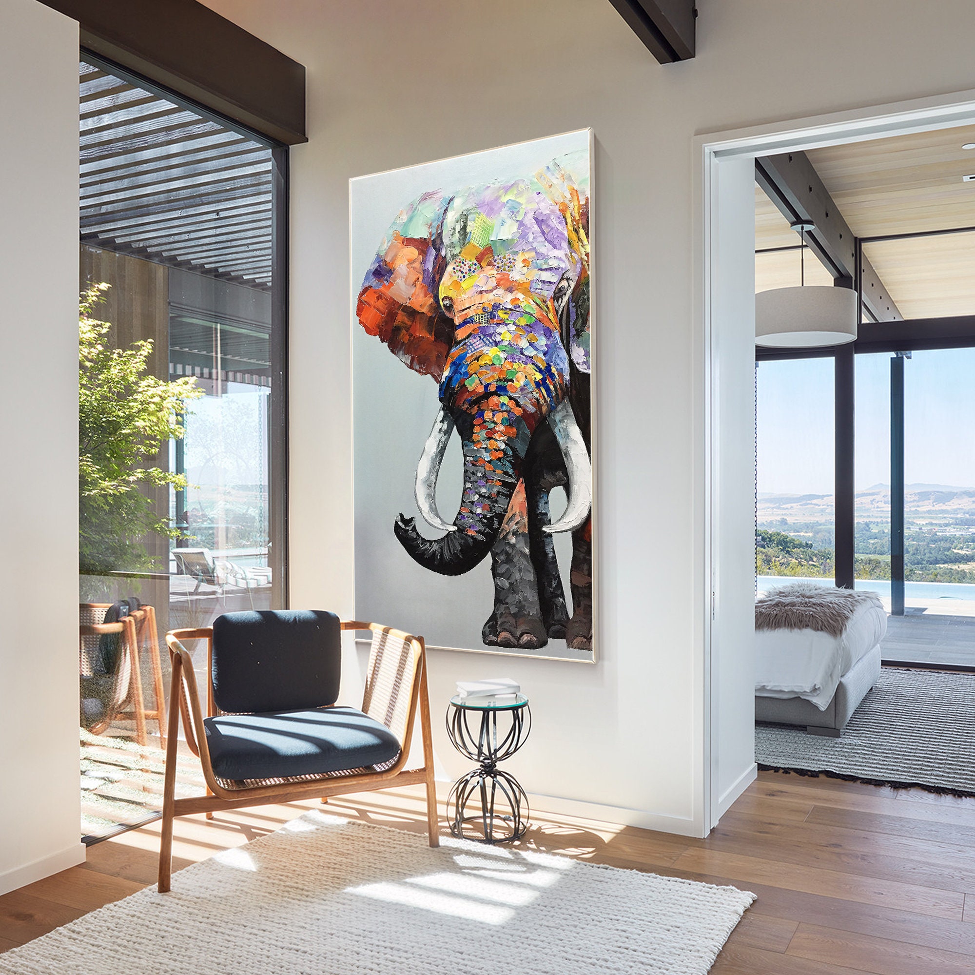 Olifant schilderij op doek, kunst aan de muur olifant, lange verticale  extra grote muur kunst, kleurrijke olifant decor olifant cadeau olifant  popart - Etsy België, image size:2000x2000